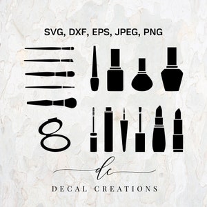BUY 3 GET 1 FREE.. 16x Make Up Kit Mascara Lip Eyes Silhouette Clipart Digital Cut File Design Decal Stencil Template Vector Svg,Dxf,Png,Eps