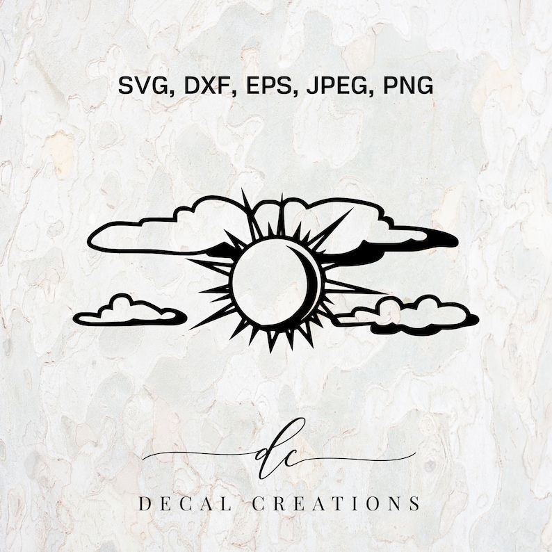 BUY 3 GET 1 FREE.. Sun and Clouds Weather Storm Silhouette Clipart