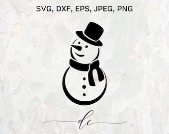 BUY 3 GET 1 FREE.. Snowman With Hat and Scarf Christmas Silhouette Clipart Digital Cut File Decal Stencil Template Vectors - Svg,Dxf,Png,Eps