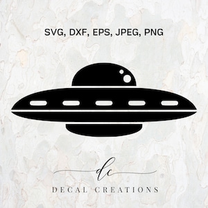BUY 3 GET 1 FREE.. Ufo Flying Saucer Aliens Space Silhouette Clipart Digital Cut File Design Decal Stencil Template Vector Svg,Dxf,Png,Eps