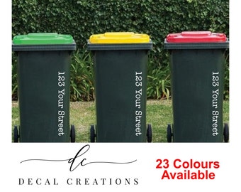 20 Colours Custom Wheelie Bin Number, Rubbish Bin Street Name, Address, House Number, Vinyl Decal, Sticker, Gift, Premium Outdoor Vinyl