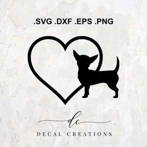 BUY 3 GET 1 FREE.. Chihuahua Love Heart Dog Silhouette Clipart Digital Cut File Design Decal Stencil Template Vector Svg Dxf Png Eps