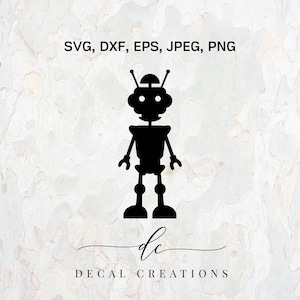 BUY 3 GET 1 FREE.. Robot Cartoon Silhouette Clipart Digital Cut File Design Decal Stencil Template Vector Svg,Dxf,Jpeg,Png,Eps