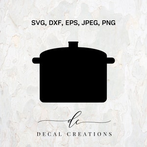 COMPRAR 3 OBTENER 1 GRATIS.. Horno holandés olla de cocina hierro fundido silueta clipart corte digital archivo diseño calcomanía plantilla plantilla vector svg,dxf,png,eps