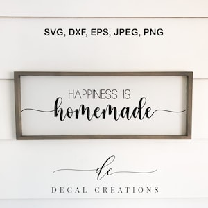 COMPRAR 3 OBTENER 1 GRATIS.. La felicidad es un archivo de corte digital casero Granja Rústica Signo de madera Diseño familiar Cita positiva Calcomanía Plantilla Svg,Dxf