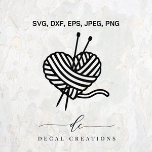 KAUFEN Sie 3, ERHALTEN Sie 1 GRATIS .. Strickgarn Wolle Liebe Herz Silhouette Clipart Digital Cut Datei Design Aufkleber Schablone Vorlage Vektor