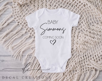 Baby Personalised Bodysuit Pregnancy Announcement | Comming Soon Baby Bodysuit | Personalised Baby Name Bodysuit | Free Shipping