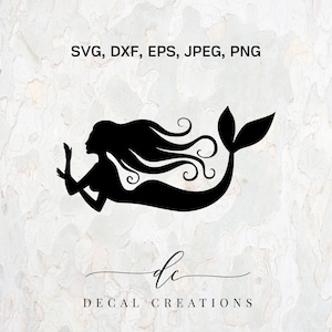 BUY 3 GET 1 FREE..Mermaid Silhouette Clipart Digital Cut File Design Decal Stencil Template Vector Svg,Dxf,Jpeg,Png,Eps