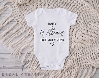 Baby Personalised Bodysuit Pregnancy Announcement | Comming Soon Baby Bodysuit | Personalised Baby Name Bodysuit | Free Shipping