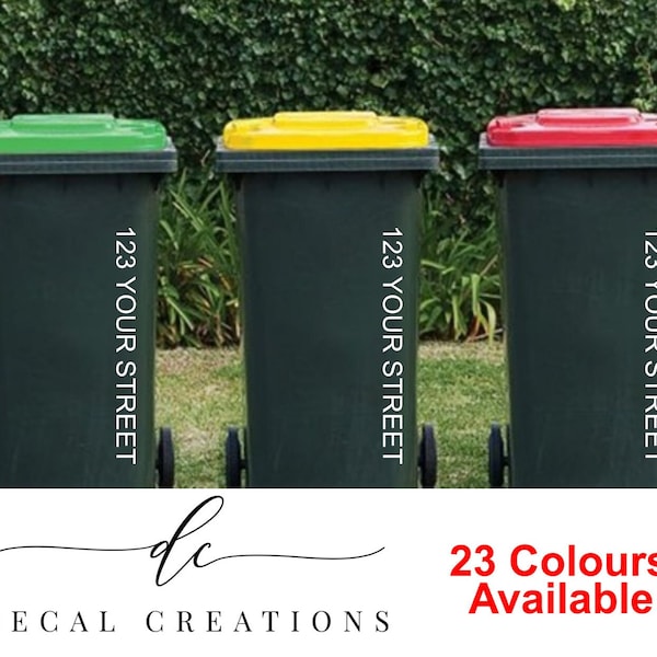 20 Colours Custom Wheelie Bin Number, Rubbish Bin Street Name, Address, House Number, Vinyl Decal, Sticker, Gift, Premium Outdoor Vinyl