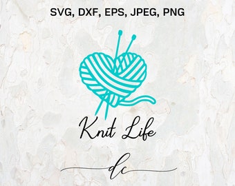 BUY 3 GET 1 FREE..Knit Life Knitting Needles Silhouette Clipart Digital Cut File Design Decal Stencil Template Vector Svg,Dxf,Jpeg,Png,Eps