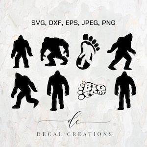 BUY 3 GET 1 FREE..8x Bigfoot Sasquatch Yowie Yeti Silhouette Clipart Digital Cut File Design Decal Stencil Template Vector Svg,Dxf,Png,Eps