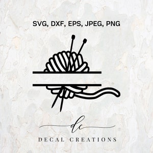 Strickgarn Wollknäuel Split-Monogramm Clipart Digital Cut-Datei Design Aufkleber Schablone Vorlage Vektor