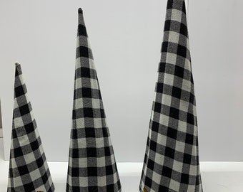 Buffalo Check Buffalo Plaid Cone Trees Rustic Farmhouse Autumn Décor Thanksgiving Christmas Tree Metal frame Table Center Piece Leer detalle