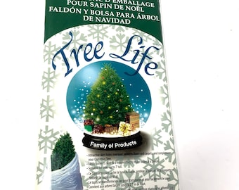 Falda navideña Tree Life y bolsa de eliminación para árboles de hasta 7 pies de altura
