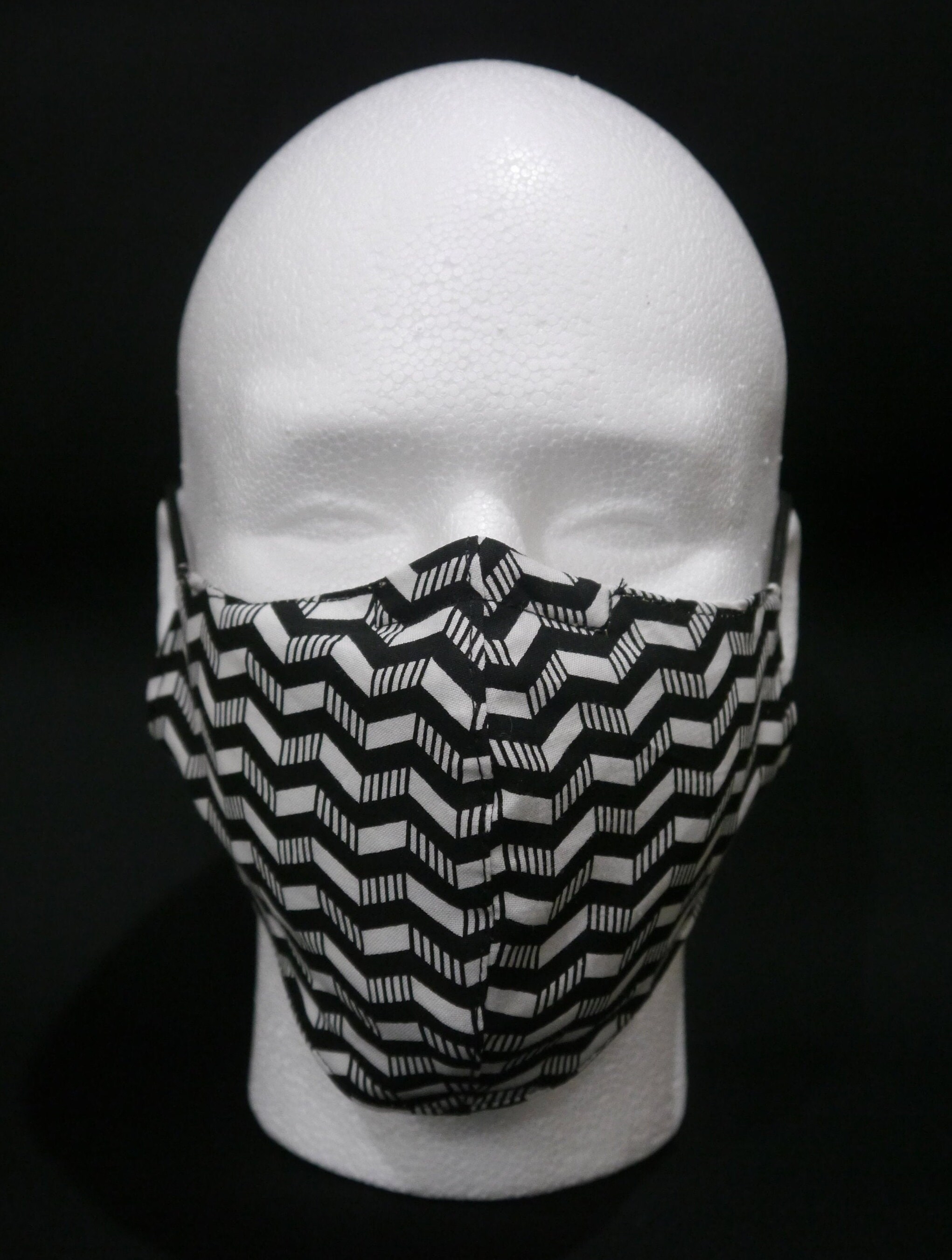 Handmade Face Mask Black and White ZigZag Face Masks Washable Etsy