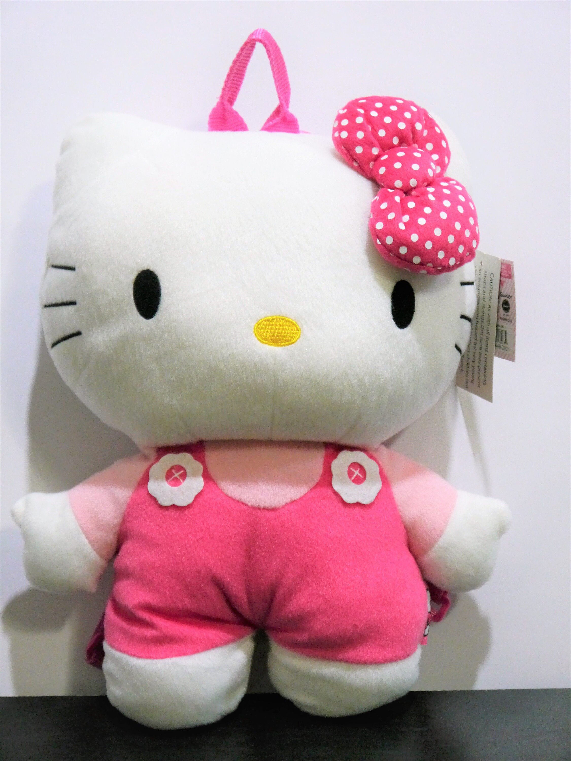 Hello Kitty Plush Bag Backpack 14 H with Adjustable Shoulder Straps Opening Pocket With Closure Zipper Pink Polka Dot Bow Etsy