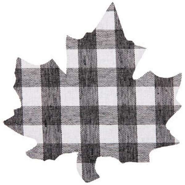 Black & White Buffalo Check Maple Leaves 4"H  x4"W Stiff Fabric Cut Out 18 counts Decor Craft Supplies Read Detail.