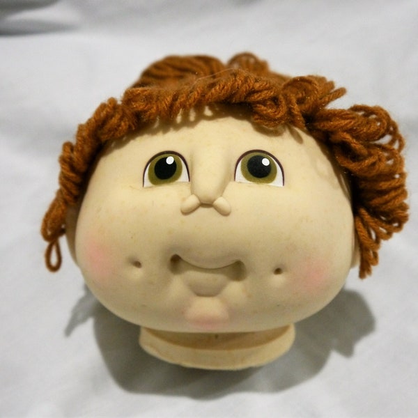 Vintage Original Cabbage Patch Kid Doll Head By Martha Nelson Thomas Vintage 1984 Green-Eyed Girl Head W/One Pony Tail Crafting Doll Head.