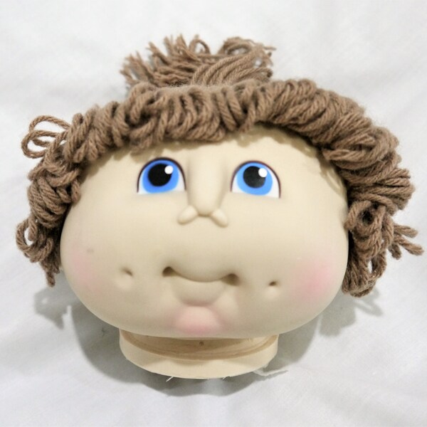 Vintage Original Cabbage Patch Kid Doll Head By Martha Nelson Thomas Vintage 1984 Blue-Eyed Girl Head With One Pony Tail Crafting Doll Head