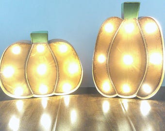 Calabaza de metal con luces LED para decoración de otoño, para mesa o para colgar, funciona con pilas, estilos seleccionados