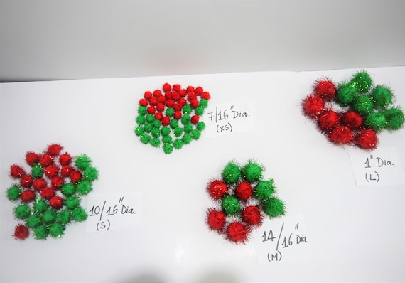 100 Pieces Mix Metallic Tinsel Red And Green Pom Poms For Christmas Craft  DIY Décor Four Sizes Mix Read Detail