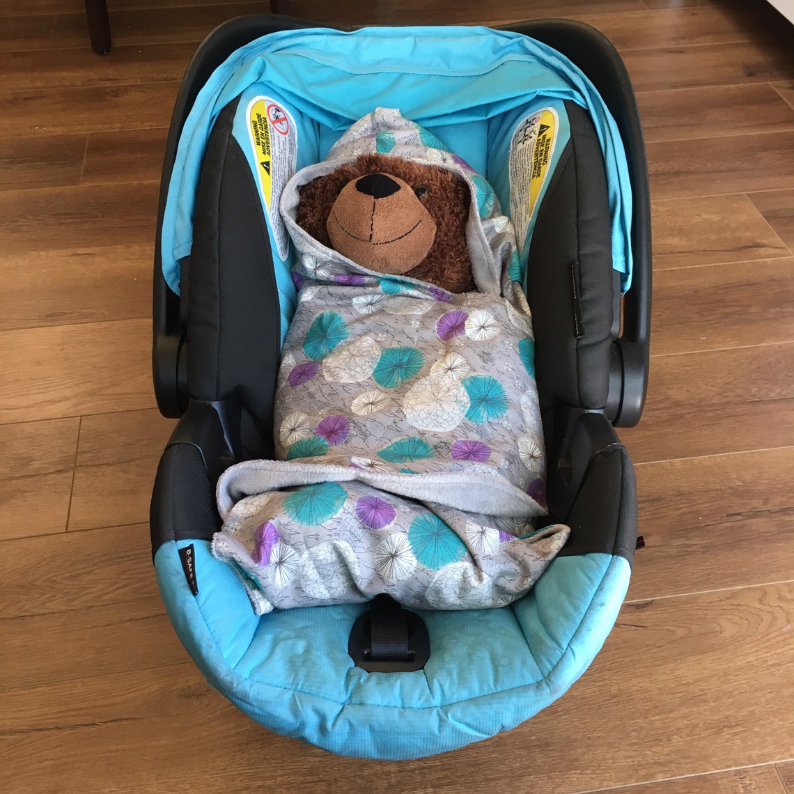 Baby Car Seat Blanket Newborn Size 29x29 Hooded Travel Etsy
