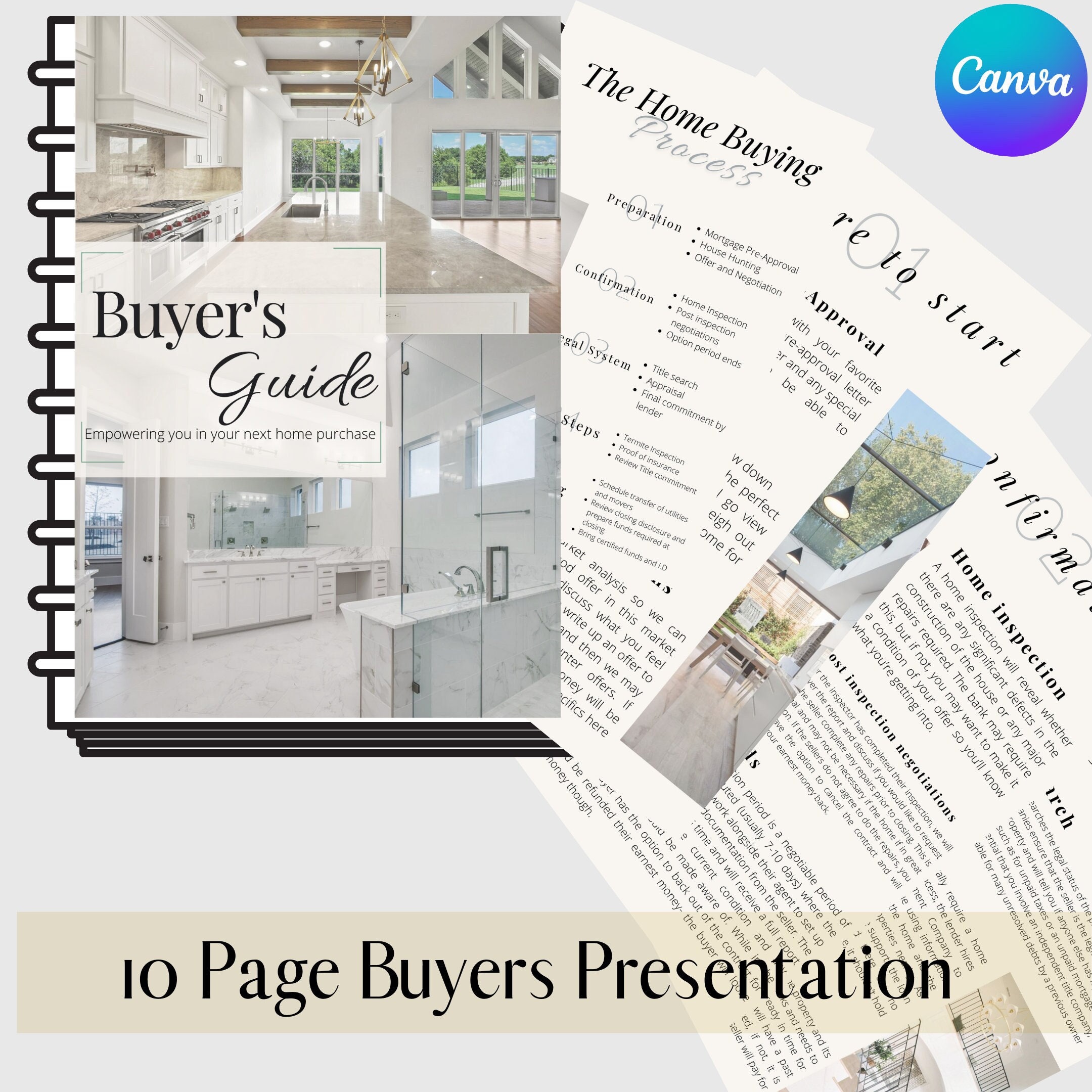 Realtor Marketing Editable in Canva Buyer Guide Buyer Packet Home Buyer Template Modern Realtor Listing Presentation for Real Estate