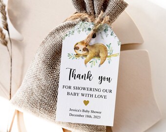 Baby Shower Favor Tags, Sloth Baby Shower Favor Tags, Baby Shower Gift Tags, Thank you for coming tags, Baby Shower Tags, Favor Tags