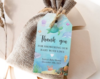 Baby Shower Favor Tags, Under the Sea Baby Shower Favor Tags, Baby Shower Gift Tags, Thank you for coming tags, Baby Shower Tags, Favor Tags