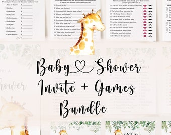 Giraffe Baby Shower Bundle, Giraffe Baby Shower Invitation, Giraffe Baby Shower Games, Safari Baby Shower Games, Safari Baby Shower Bundle,