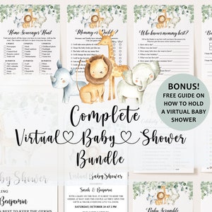 Virtual Baby Shower Full Bundle, Virtual Baby Shower Invitation, Virtual Baby Shower Games, Virtual Baby Shower, Social Distancing Shower image 1