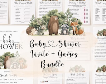 Wald Tiere Baby Shower Bundle Wald Baby Shower Bundle Bär Baby Shower Bundle Wald Baby Shower Spiele Junge Baby Shower Bundle