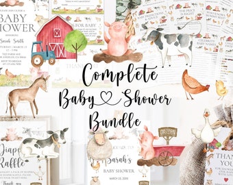 Farm Animals Baby Shower Bundle Farm Baby Shower Barn Baby Shower Invite Farm Baby Shower Games Country Baby Shower Boy Editable Invite