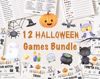 12 Halloween Games Bundle, Halloween Party Games, Halloween Games Printable, Halloween Games for Kids, Halloween Games for Adults, Halloween