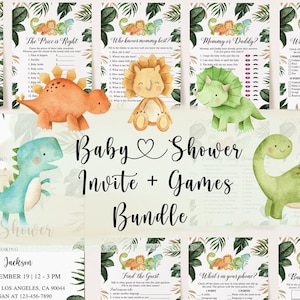 Dinosaur Baby Shower Bundle, Dinosaur Baby Shower Invitation, Dino Baby Shower Games, Dinosaur Baby Shower, Baby Shower Boy, Gender Neutral