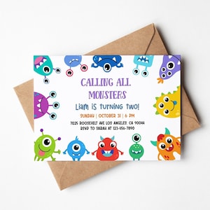 Monster Birthday Party Invite, Monster Birthday Party, Halloween Birthday Invite, Monster Birthday Invitation, Boy Birthday Party Invite