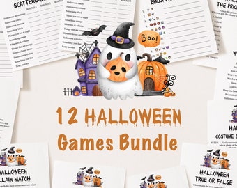 12 Halloween Games Bundle, Halloween Party Games, Halloween Games Printable, Halloween Games for Kids, Halloween Games for Adults, Halloween