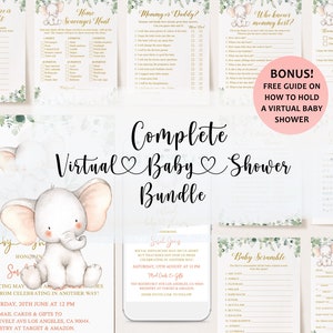 Virtual Baby Shower Full Bundle, Virtual Baby Shower Invitation, Virtual Baby Shower Games, Virtual Baby Shower, Social Distancing Shower