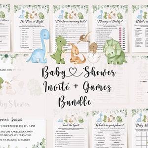 Dinosaur Baby Shower Bundle, Dinosaur Baby Shower Invitation, Dino Baby Shower Games, Dinosaur Baby Shower, Baby Shower Boy, Gender Neutral