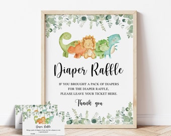 Dinosaur Baby Shower Diaper Raffle, Baby Shower Diaper Raffle Sign, Baby Shower Diaper Raffle Ticket, Diaper Raffle Card, Dino Baby Shower