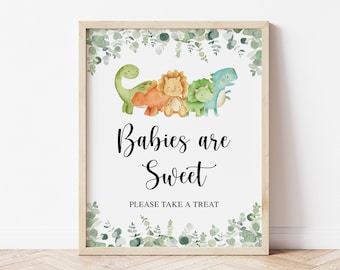 Babies are Sweet, Please Take a Treat Sign, Babies are Sweet Sign, Treat Sign, Dessert Table Sign, Dinosaur Baby Shower, Dino Baby Shower