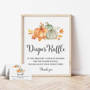 Pumpkin Baby Shower Diaper Raffle, Baby Shower Diaper Raffle Sign, Baby Shower Diaper Raffle Ticket, Diaper Raffle Card, Pumpkin Baby Shower