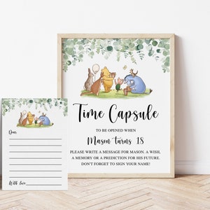 1st Birthday Time Capsule Sign, Pooh Time Capsule Sign, Time Capsule Sign, Birthday Time Capsule, Pooh First Birthday, Pooh Birthday Decor