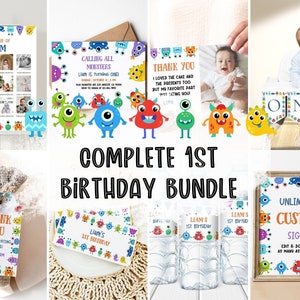 Monster 1st Birthday Bundle, Monster Theme Birthday, Monster Invitation Bundle, One Birthday Invite, 1st Birthday Invite, Birthday Boy