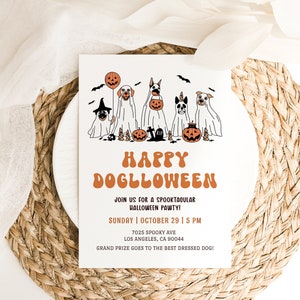 Dog Halloween Party Invite Dog Birthday Party Invitation Dog Halloween Paw-ty Howl-oween Party Ghost Dog Halloween Costume Party Lets Pawty