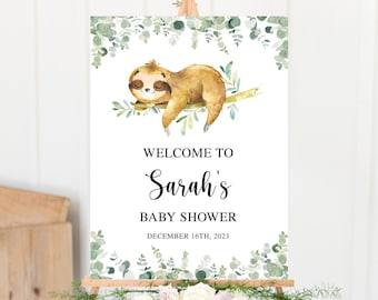 Sloth Baby Shower Welcome Sign, Baby Shower Welcome Sign, Sloth Welcome Sign, Sloth Baby Shower Sign, Greenery Baby Shower, Baby Shower Sign