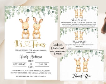 Twins Baby Shower Set, Twins Baby Shower Invitation, Twin Baby Shower Invite, Twins Baby Shower, It's Twins, Twin Baby Shower, Twin Boy Girl