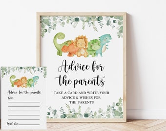 Advice for Parents Card & Sign, Dinosaur Baby Shower Advice Cards, Baby Shower Advice Cards, New Parents Advice Cards, Baby Advice Cards