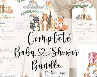 Woodland Animals Baby Shower Bundle, Animals Baby Shower Bundle, Woodland Animals Baby Shower, Animals Baby Shower Games, Baby Shower Boy
